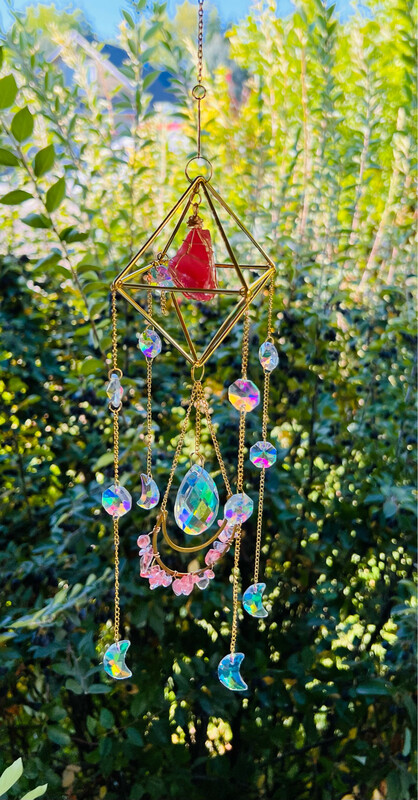 Crystal Sun Catcher (Smelted- Cherry Quartz)