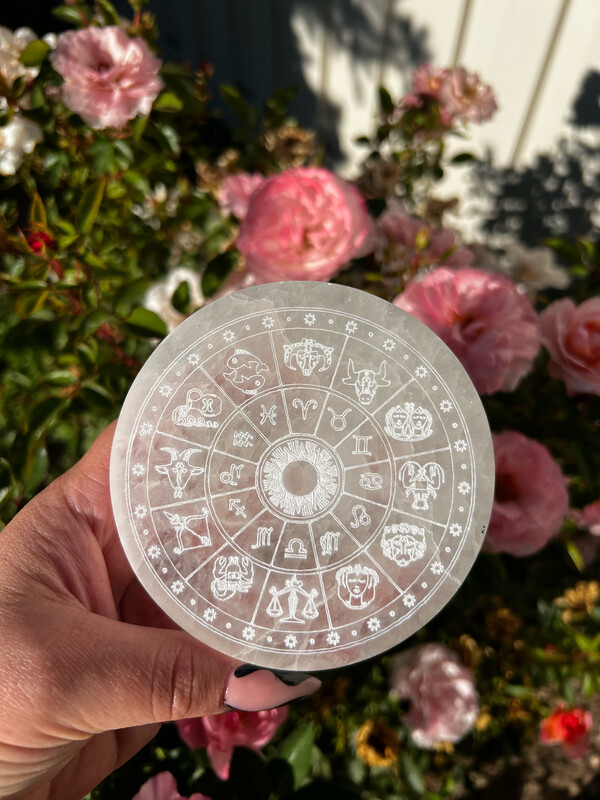 Zodiac Selenite Plate