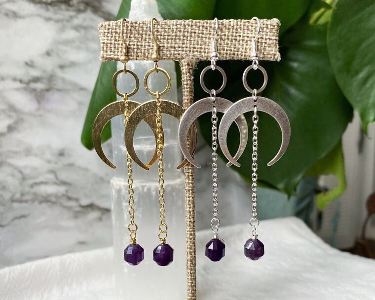 Moonchild Dangle Earrings (Amethyst)