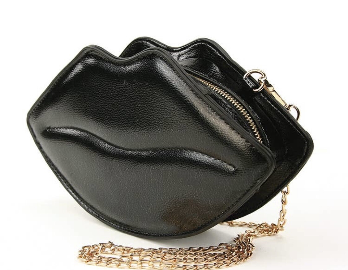 Shining Lips Cross Body Bag Black