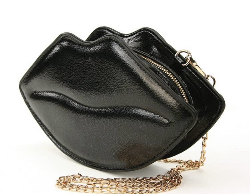 Shining Lips Cross Body Bag Black