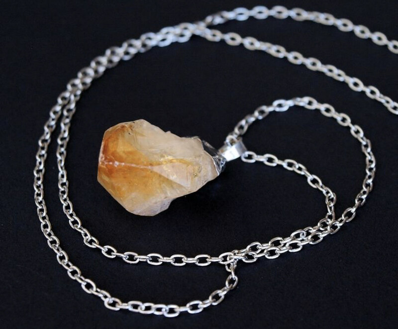Raw Citrine Crystal Statement Necklace