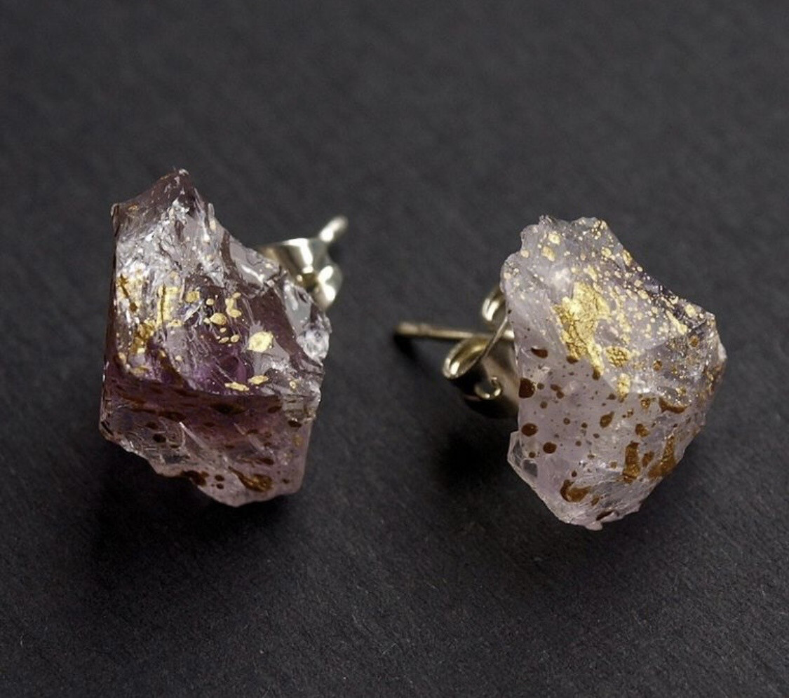 Gold Splattered Raw Amethyst Chunk