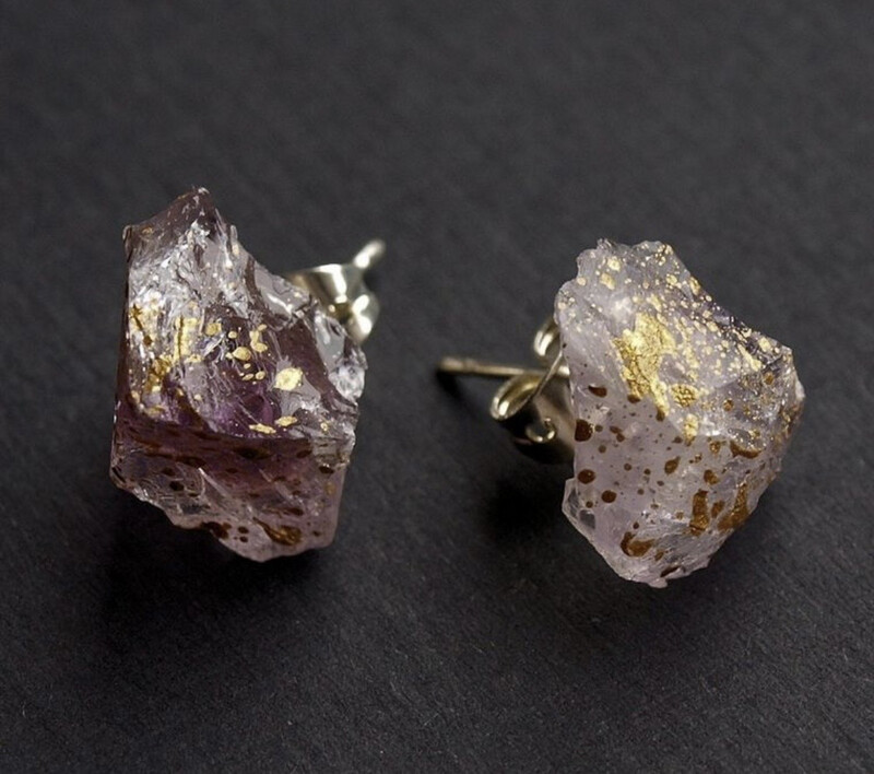 Gold Splattered Raw Amethyst Chunk