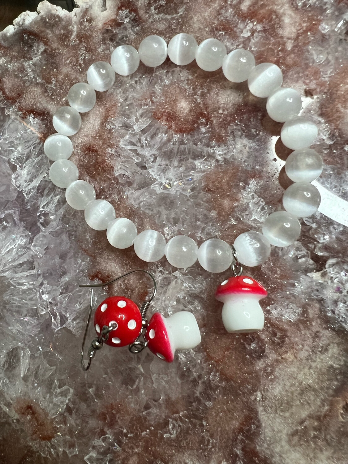 Mushroom Selenite Crystal Bracelet