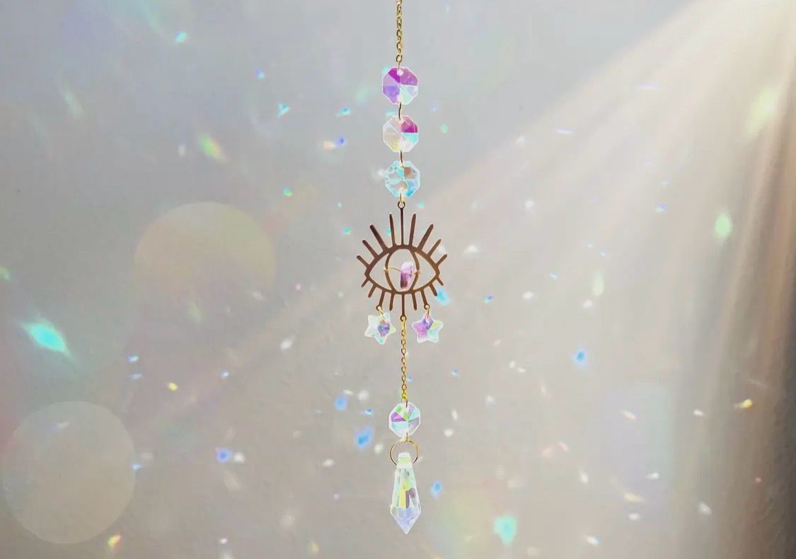 Amethyst Eye Crystal Suncatcher Rainbow Prism