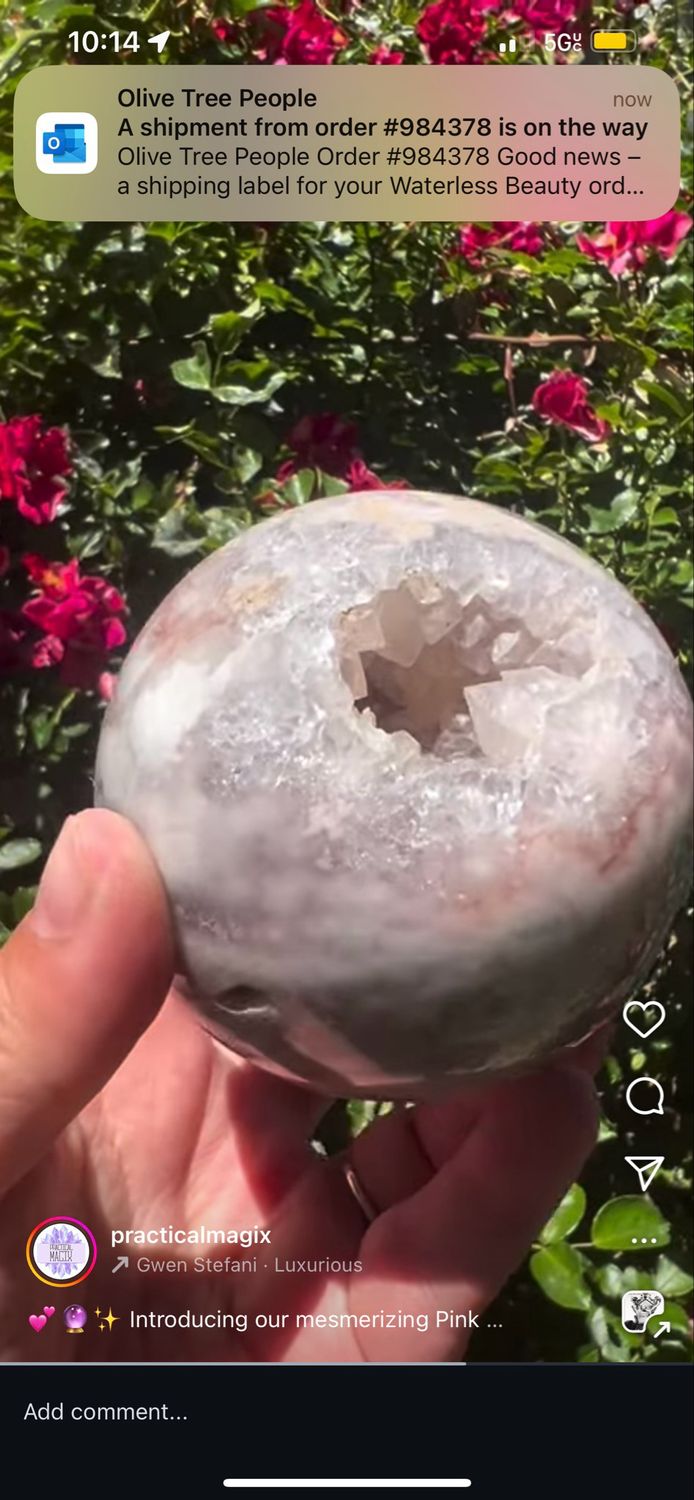 Pink Amethyst & Flower Agate Sphere  (M)