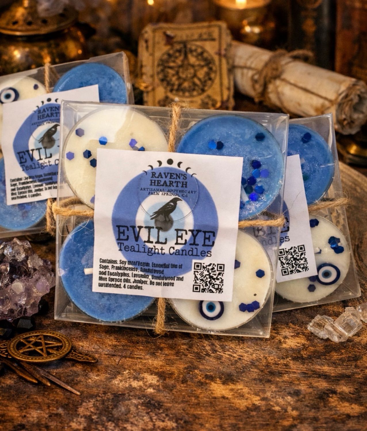 Evil Eye Tea Light Candle Set