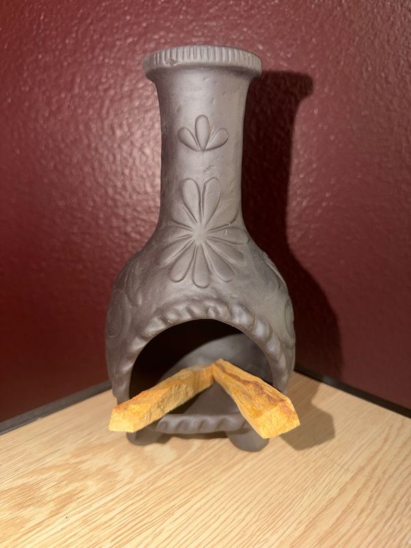 Terracotta Black Flower Palo Santo Holder