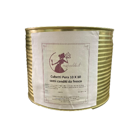 CUBETTI MELA CANNELLA SEMI CANDITI  AL NATURALE (SENZA CONSERVANTI) LATTA DA 2 KG.