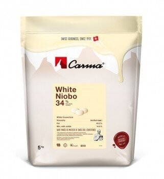 Carma White Niobo 34% cioccolato bianco sacch. da 5 kg.