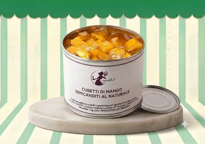 CUBETTI MANGO SEMICANDITI  AL NATURALE (SENZA CONSERVANTI) LATTA DA 2 KG.