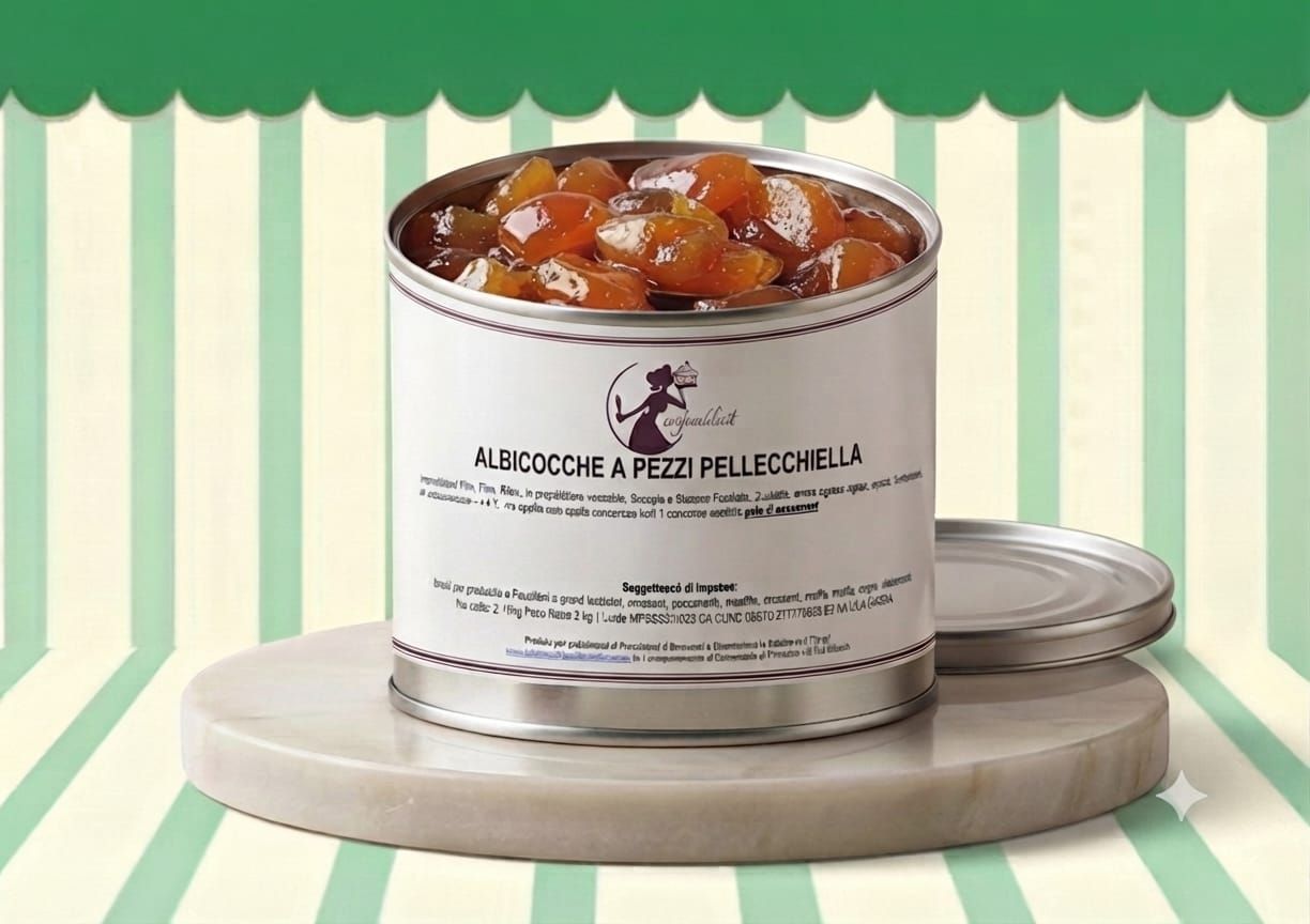 ALBICOCCHE PELLECCHIELLA CANDITE AL NATURALE (SENZA CONSERVANTI) A PEZZI, LATTA DA 2 KG. ALBICOCCHE PELLECCHIELLA CANDITE AL NATURALE (SENZA CONSERVANTI) A PEZZI, LATTA DA 2 KG.