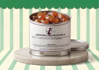 ALBICOCCHE PELLECCHIELLA CANDITE AL NATURALE (SENZA CONSERVANTI) A PEZZI,  LATTA DA 2 KG.