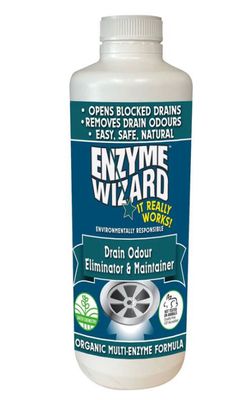 Enzyme Wizard Drain Odour Eliminator &amp; Maintainer Cleaner 1 Litre Bottle (EWDO1L2)