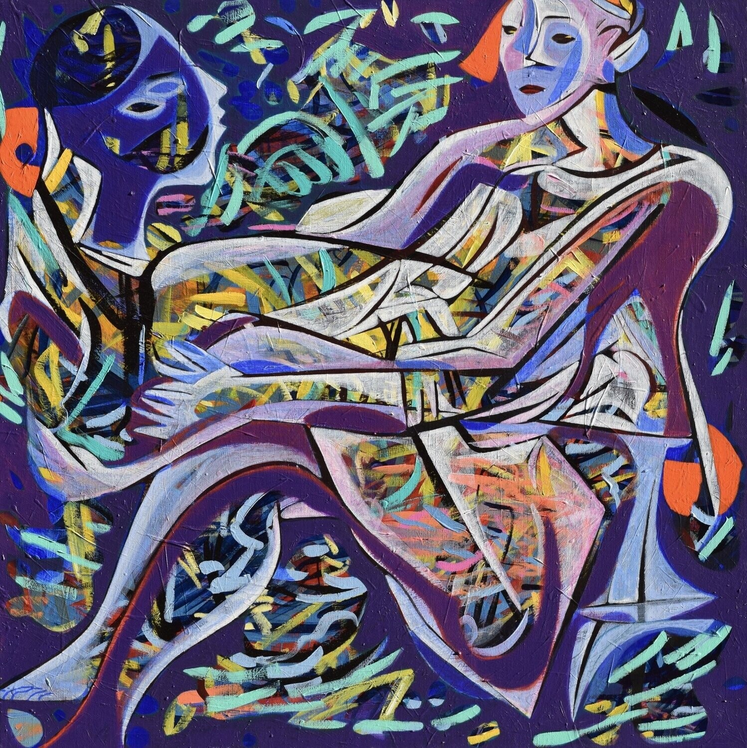 City ,  Acryilc  on the canvas.  Light as Form // Size : ca. 80 x 80 x 2 cm,