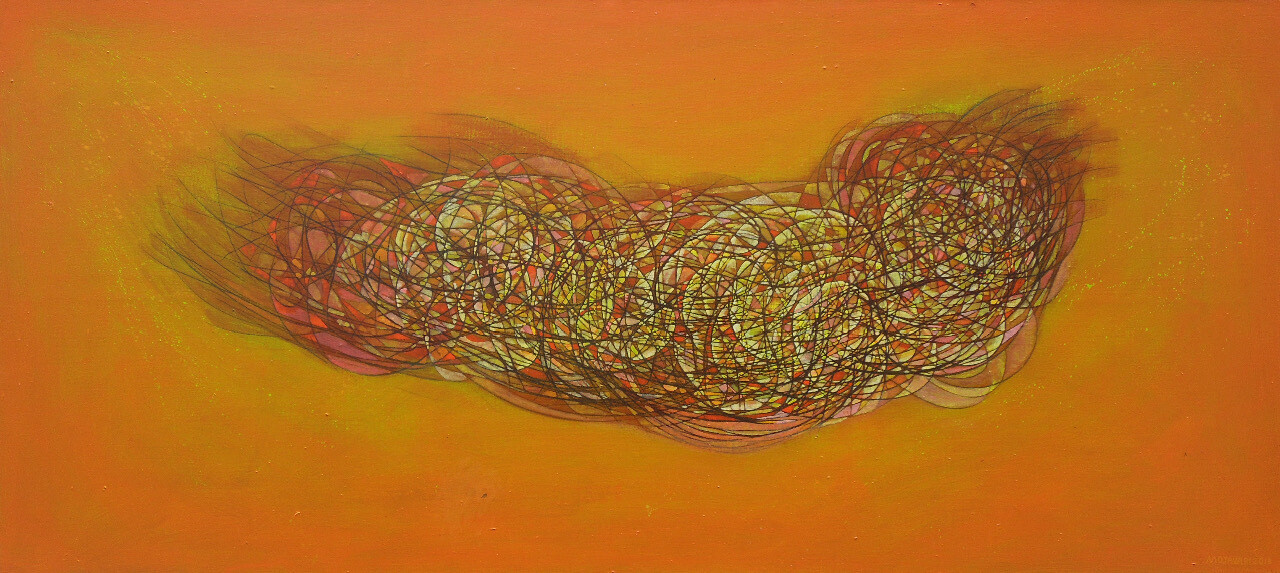 Acrylic   - Pigments  on canvas //  Size: 90 x 200 x 4 cm,
