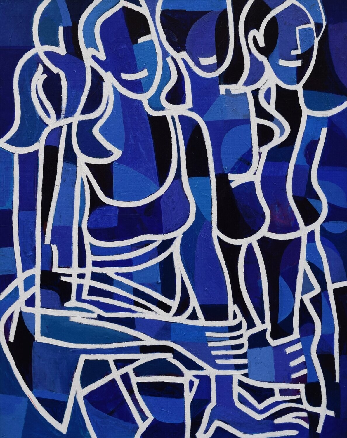 Oil  / Blau ,Figurative  / / Size: ca.. 80 x 100 x 2 cm