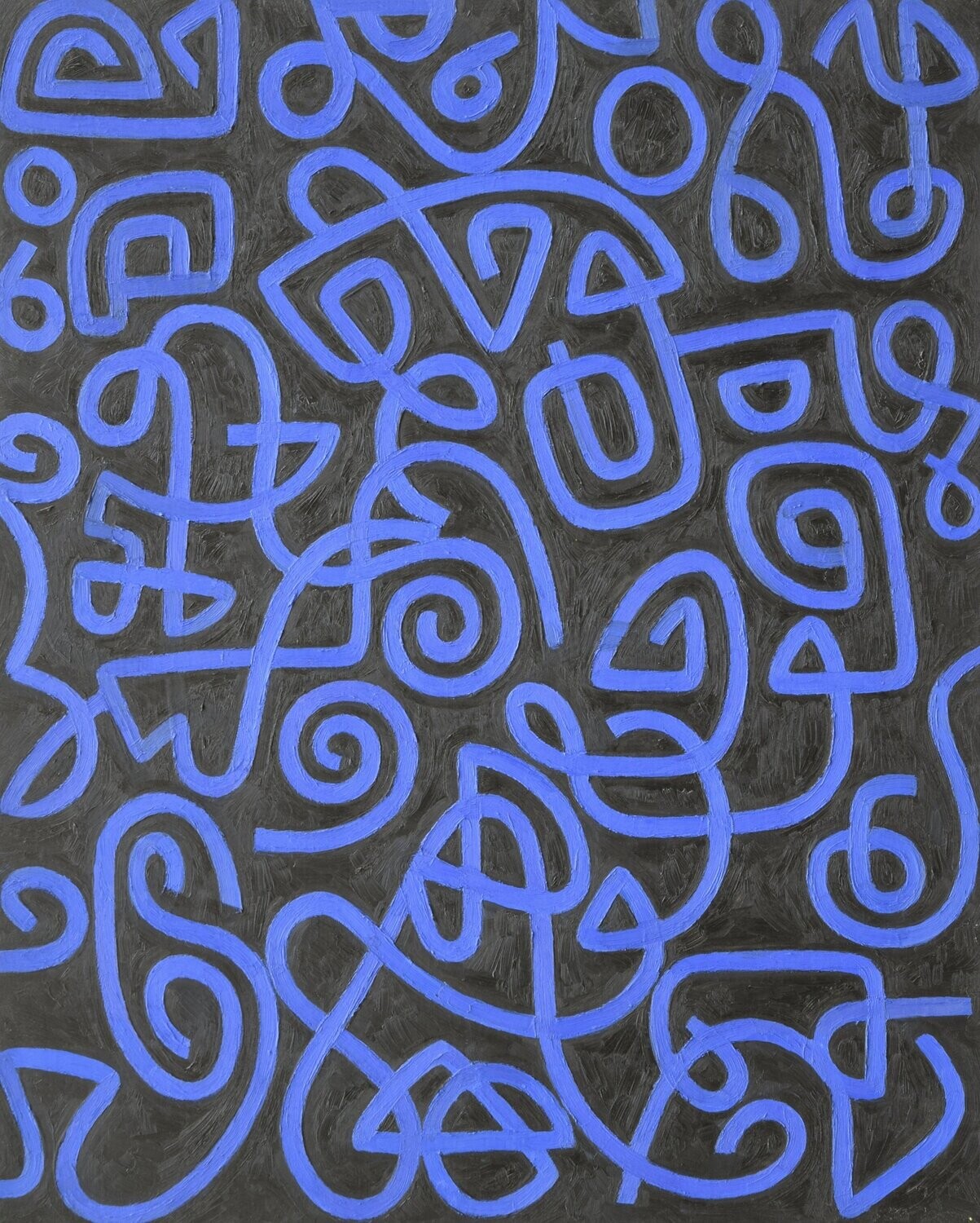 Labyrinth , Oil, Blau  // Size: ca.. 80 x 100 x 2 cm