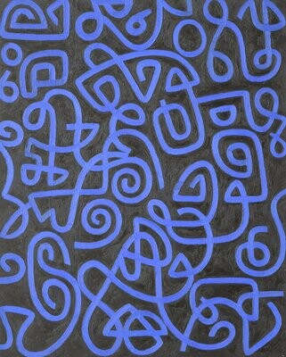 Labyrinth , Oil, Blau // Size: ca.. 80 x 100 x 2 cm