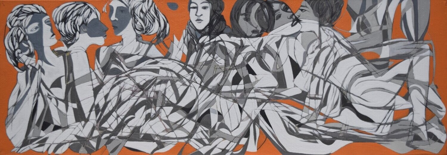 Gerau  Oil Painting / Light as form Abstract Figurative //   // Size: ca.. 70 x 200 x 4 cm