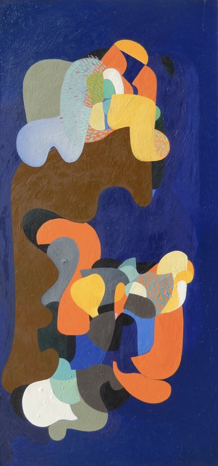 Oil , Blau  Abstract    ///size: ca. 90 x 200 x 3 cm
