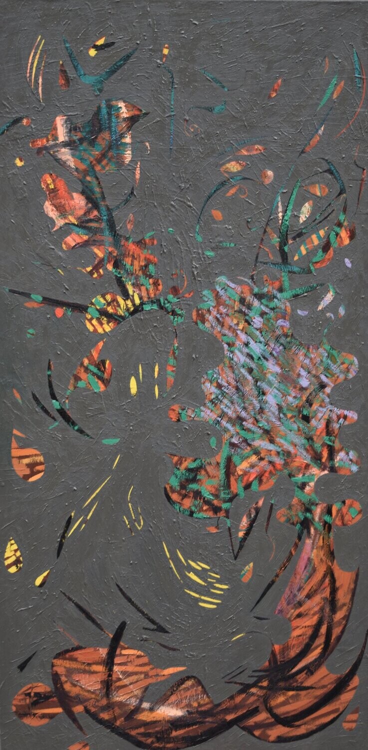 Oil ,Gray on Canvas on a wooden frame  //  size : ca. 70 x 150 x 2 cm