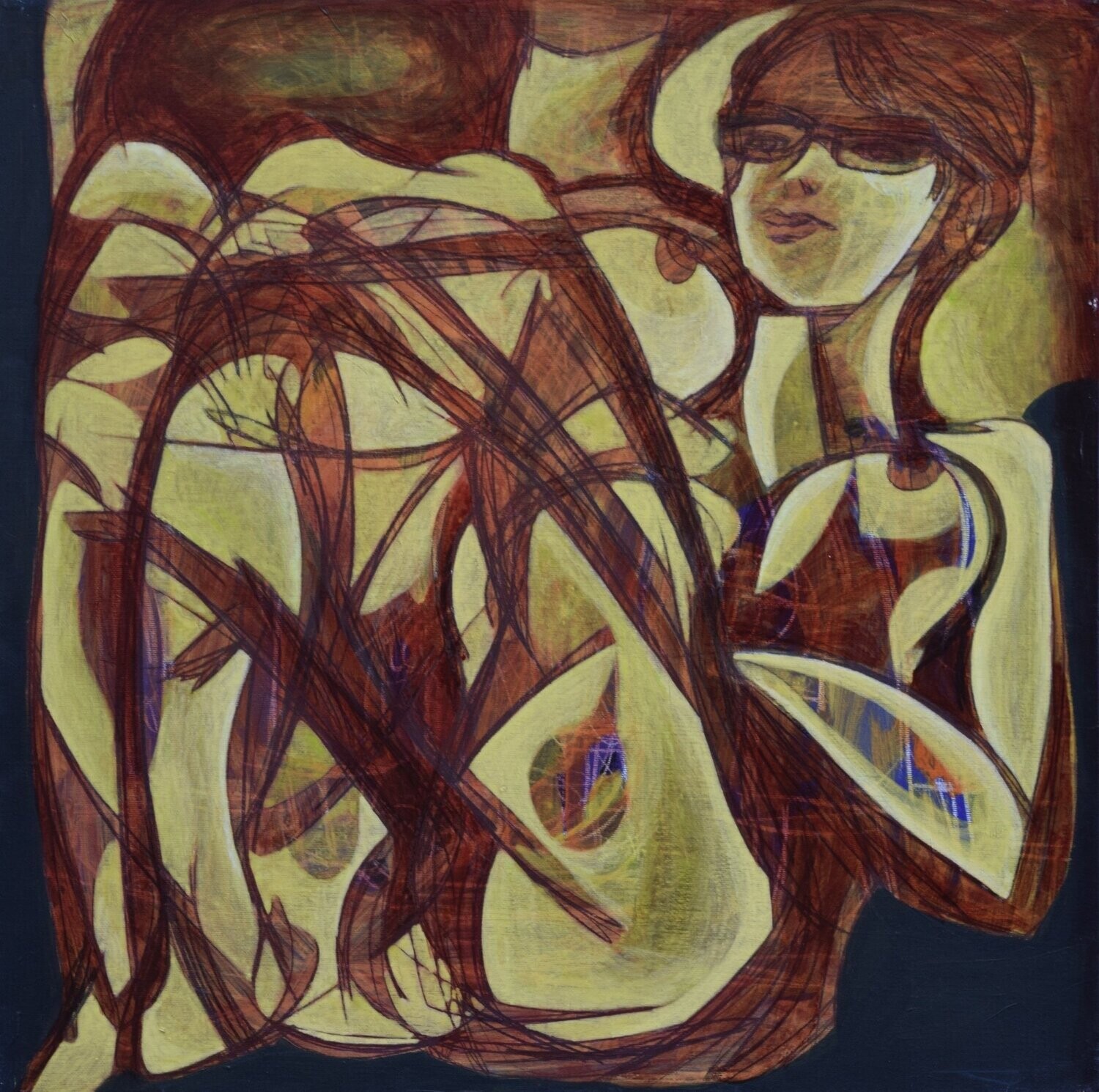 Human  -  Acryilc  Painting  // Size :  ca. 60 x 60 x 2 cm,