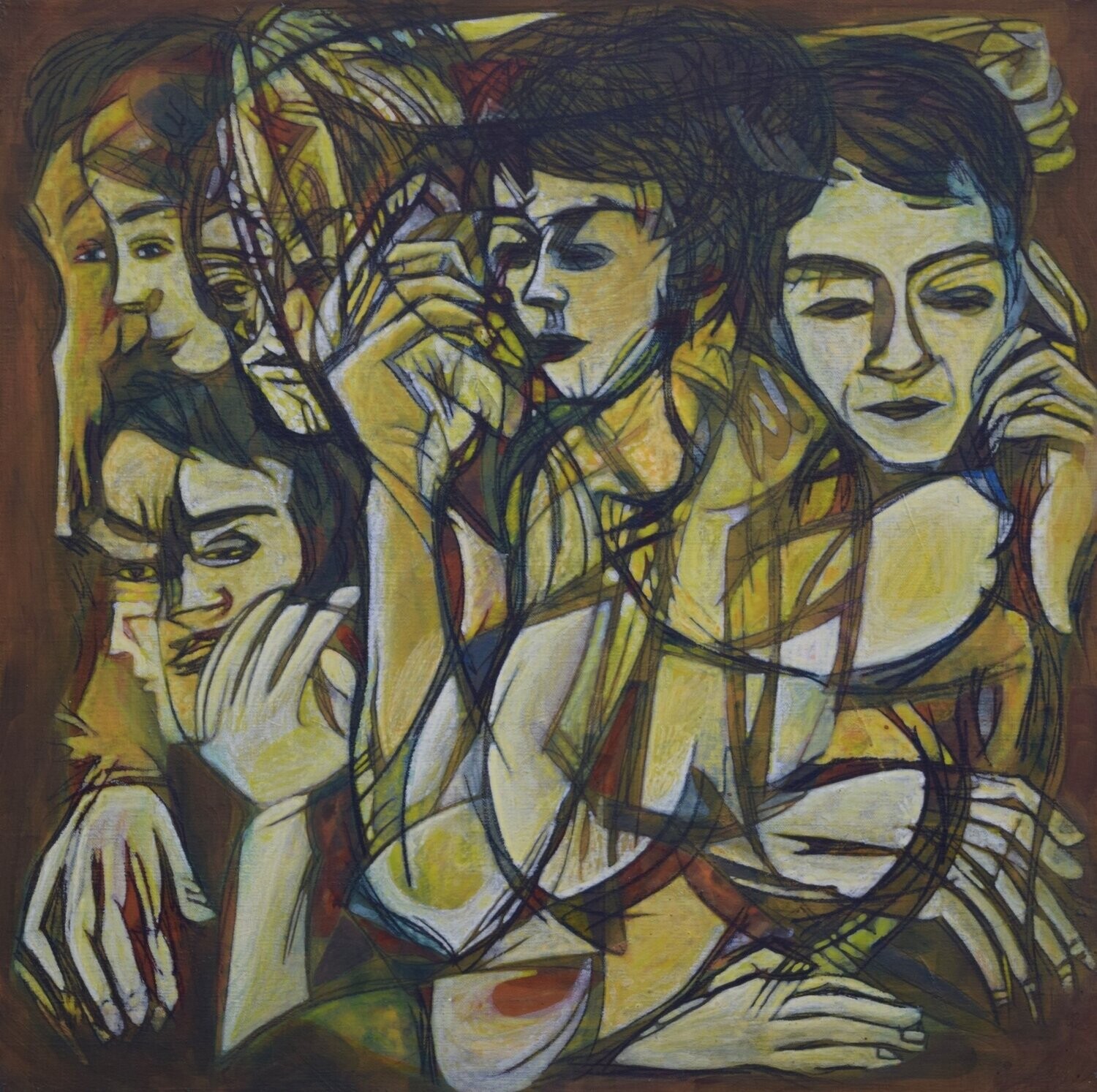 Human  -  Acryilc  Painting  // Size :  ca. 60 x 60 x 2 cm,