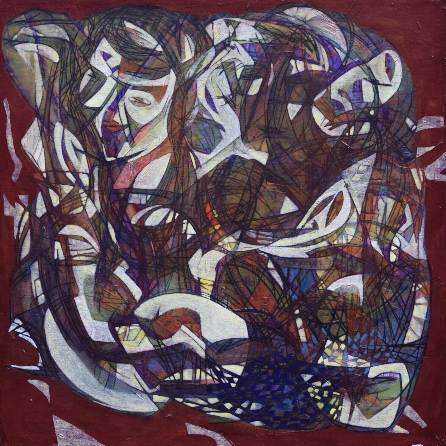 Human  -  Acryilc  Painting  // Size :  ca. 60 x 60 x 2 cm,