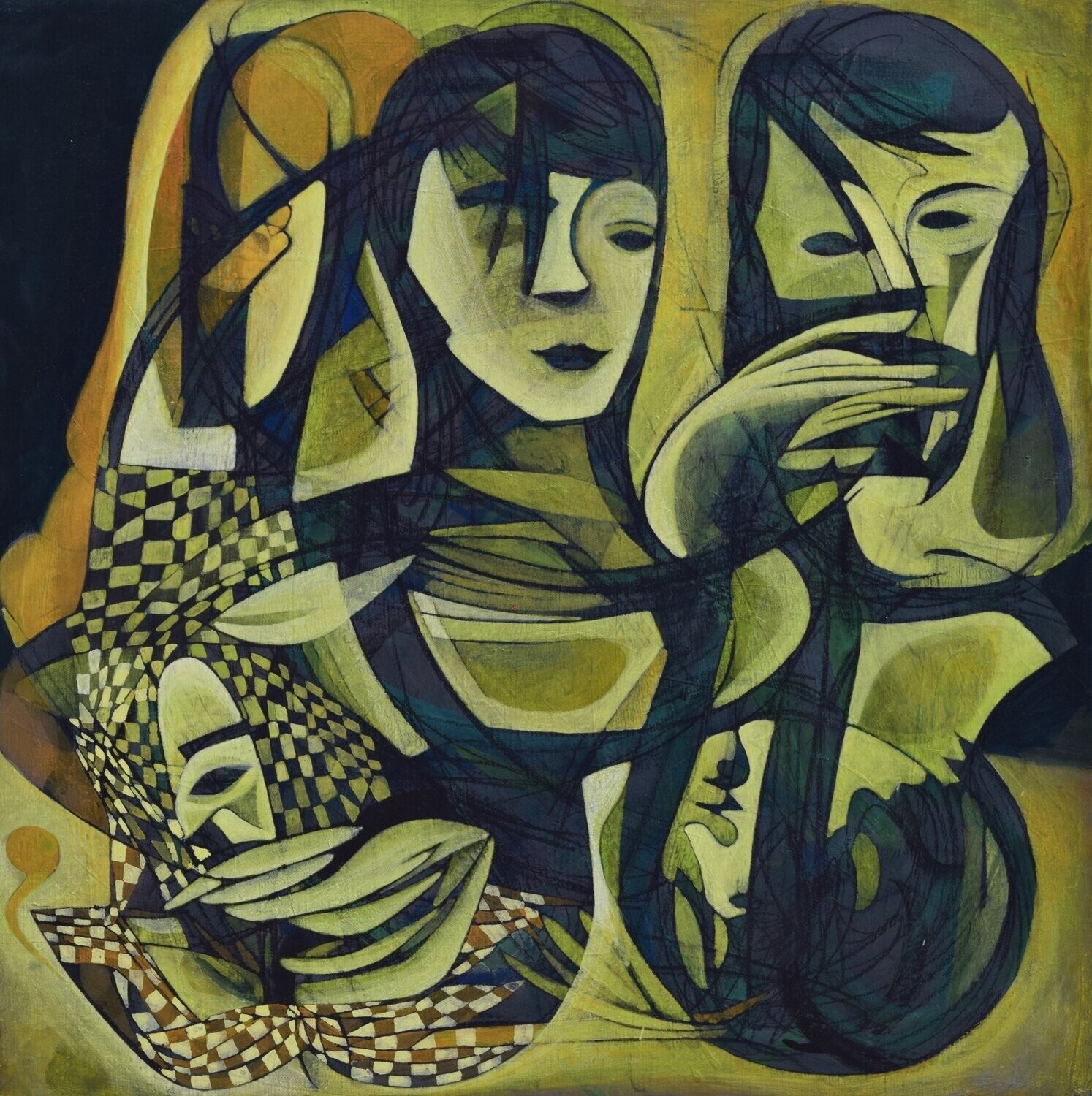 Human  -  Acryilc  Painting  // Size :  ca. 60 x 60 x 2 cm,
