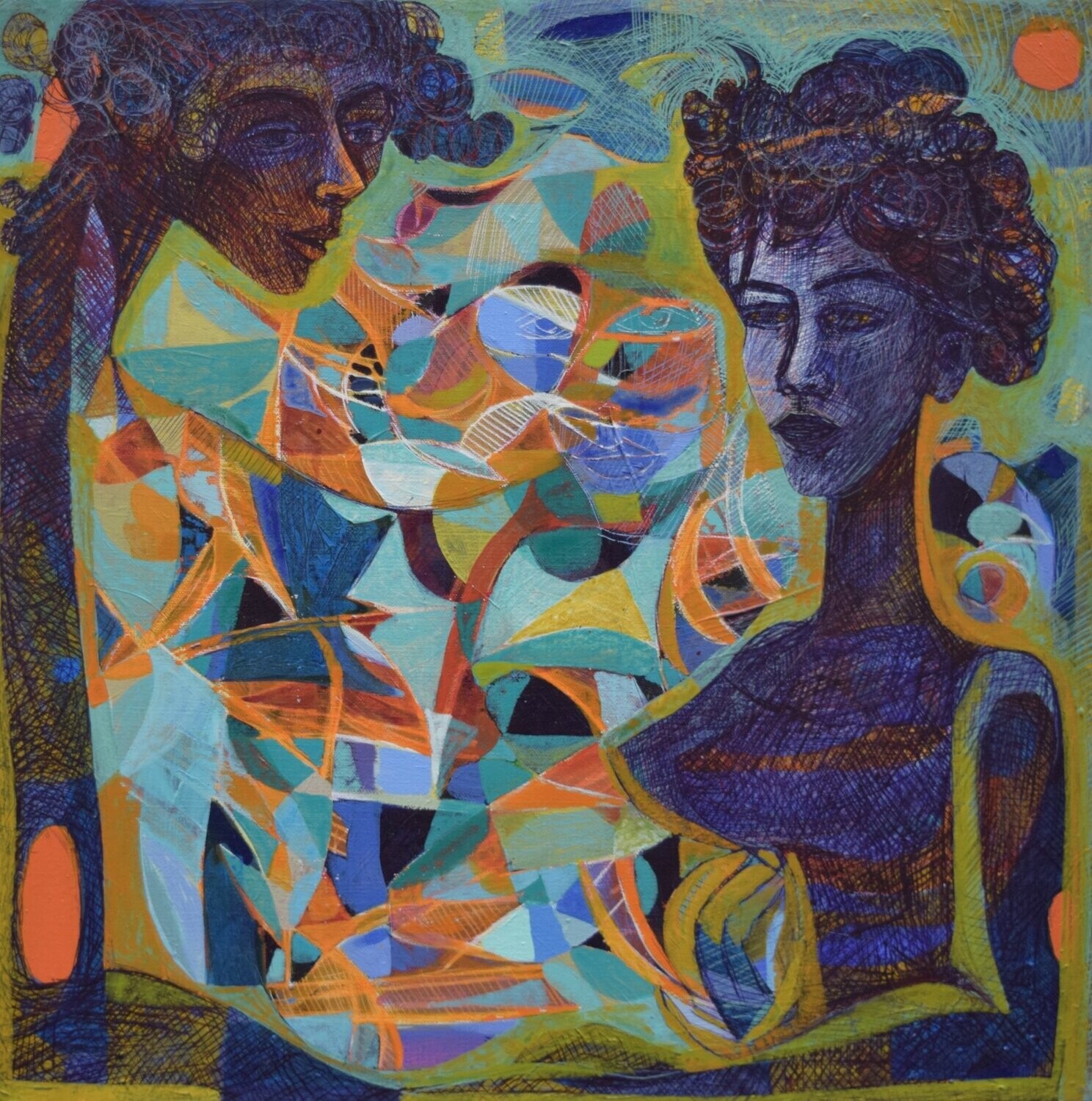 Human  -  Acryilc  Painting  // Size :  ca. 60 x 60 x 2 cm,