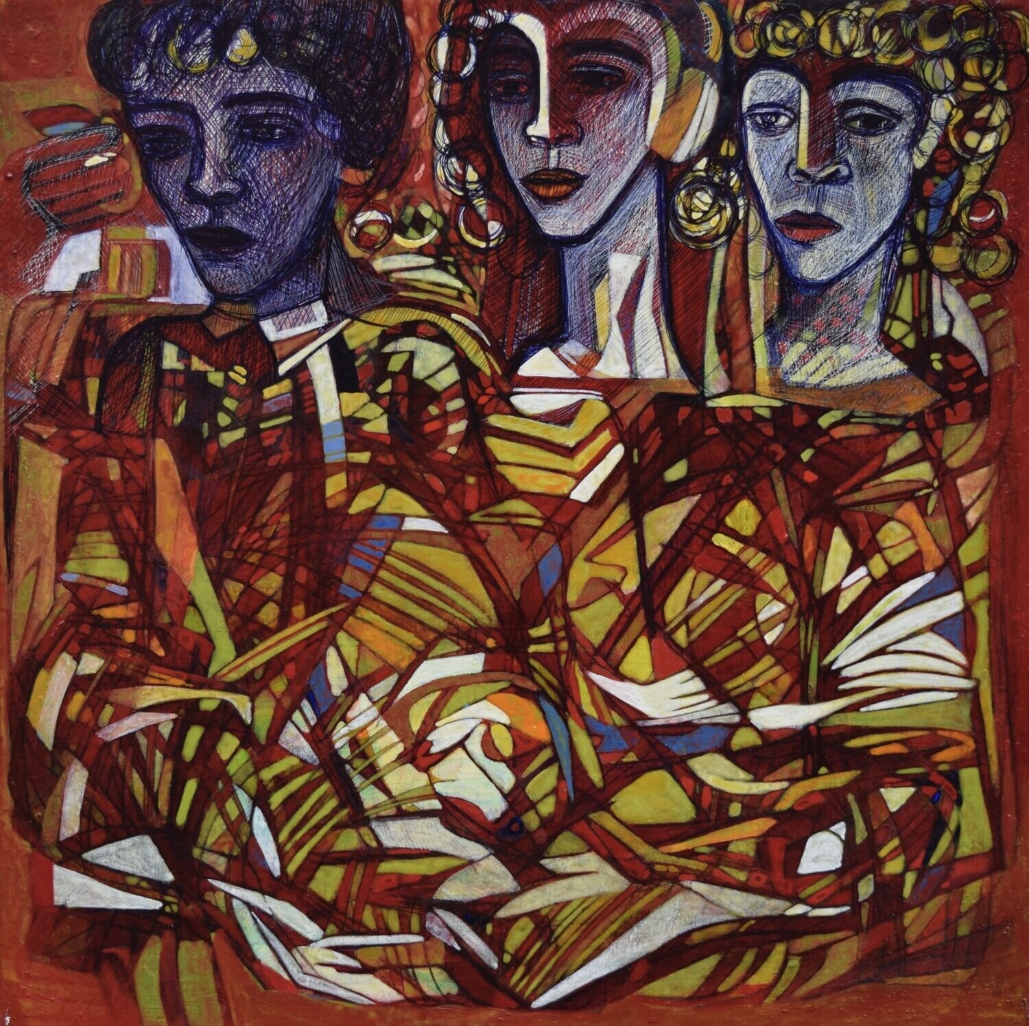 Human  -  Acryilc  Painting  // Size :  ca. 60 x 60 x 2 cm,