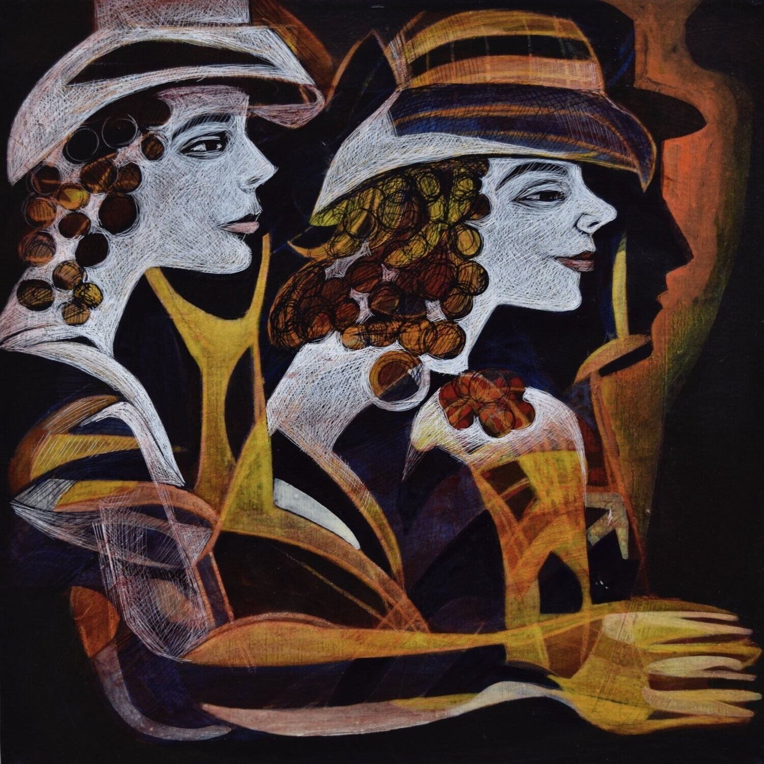 Human  -  Acryilc  Painting  // Size :  ca. 60 x 60 x 2 cm,
