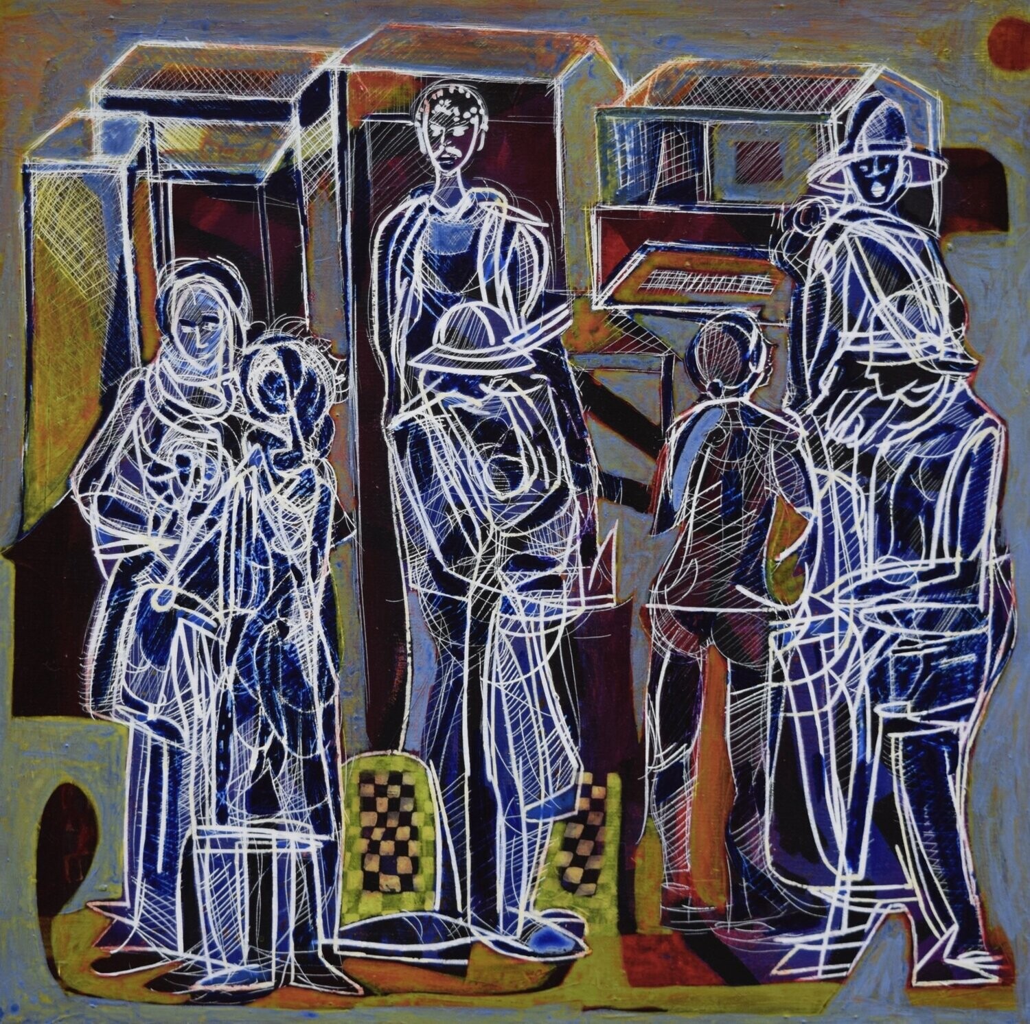 Human  -  Acryilc  Painting  // Size :  ca. 60 x 60 x 2 cm,