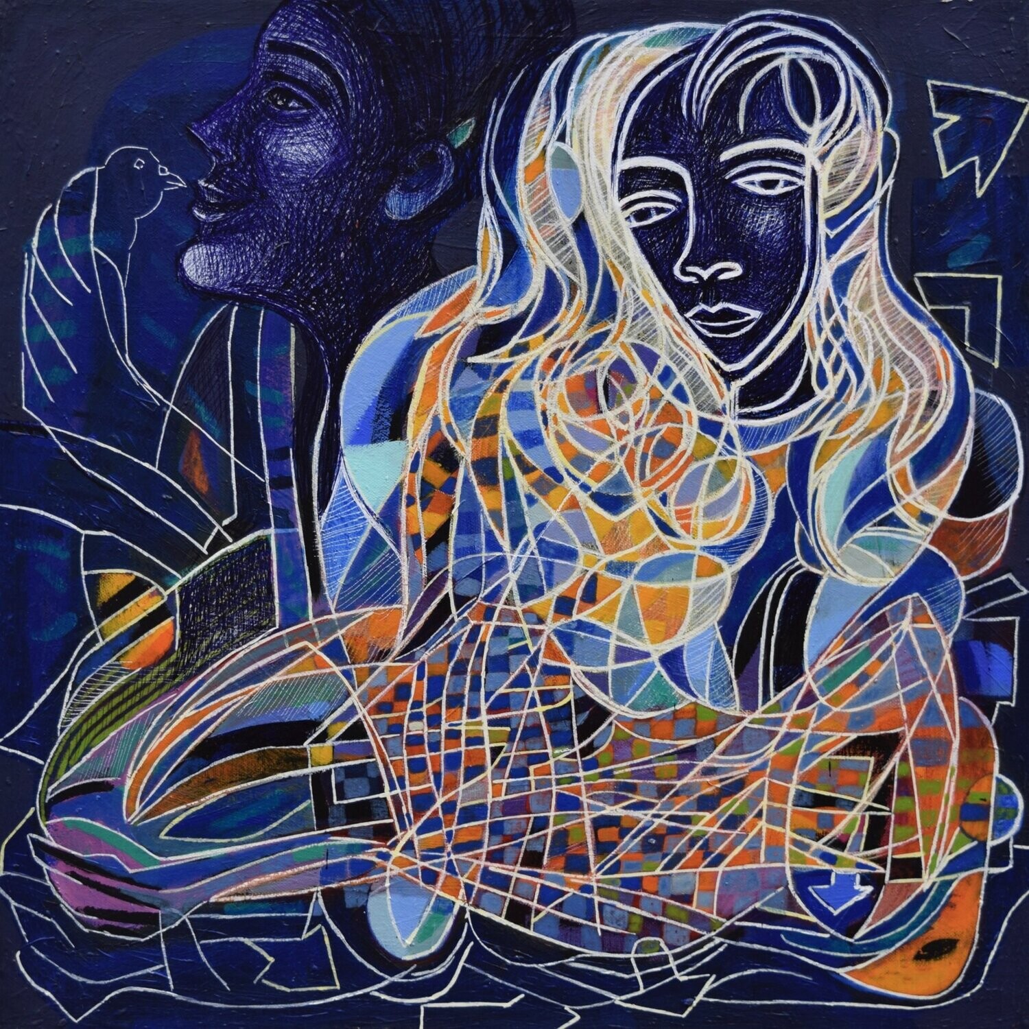Human  -  Acryilc  Painting  // Size :  ca. 60 x 60 x 2 cm,