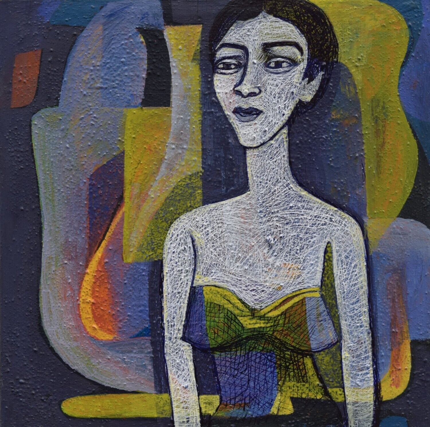 Human  -  Acryilc  Painting  // Size :  ca. 60 x 60 x 2 cm,