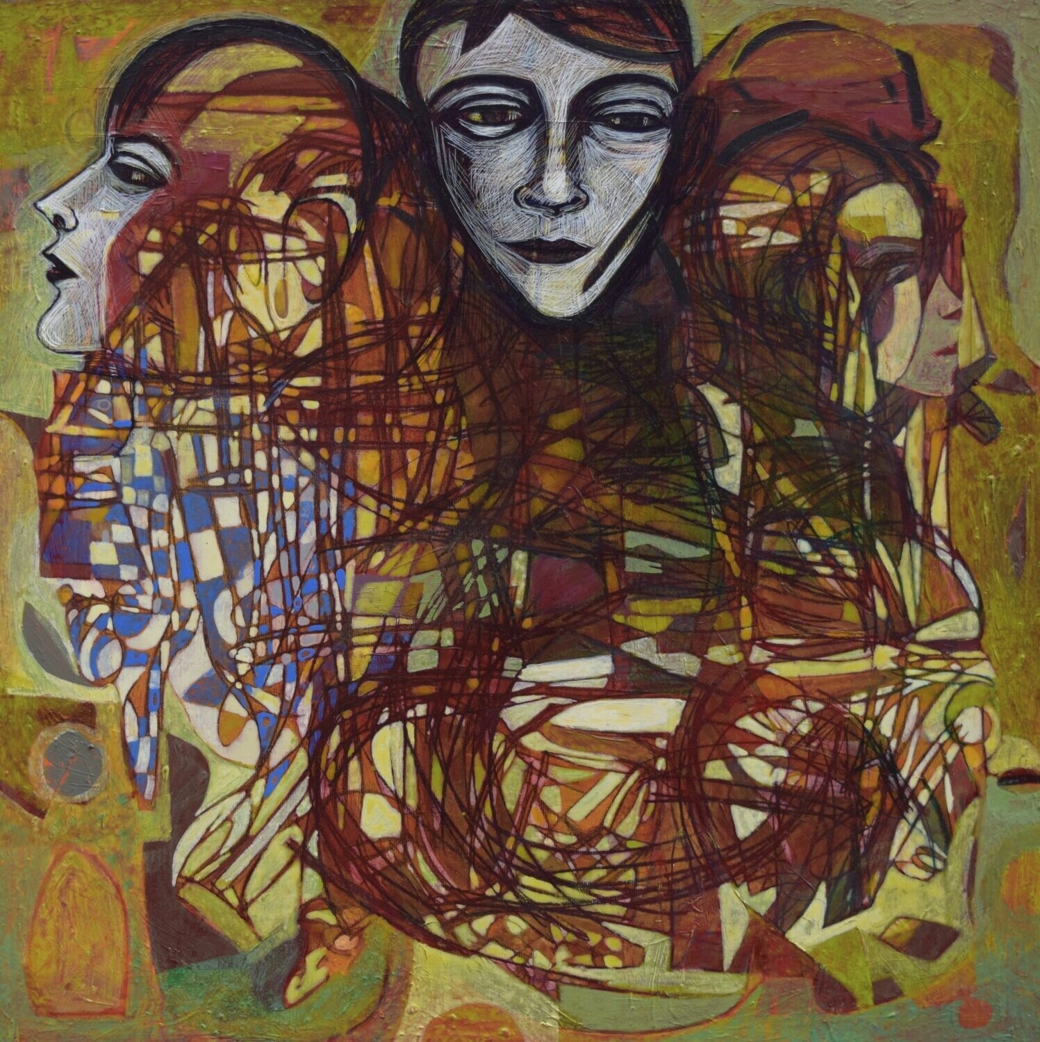 Human  -  Acryilc  Painting  // Size :  ca. 60 x 60 x 2 cm,