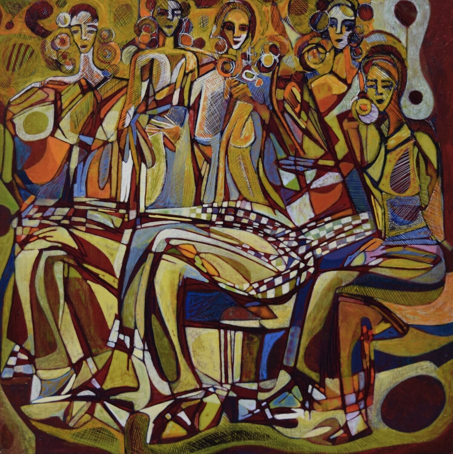 Human  -  Acryilc  Painting  // Size :  ca. 60 x 60 x 2 cm,