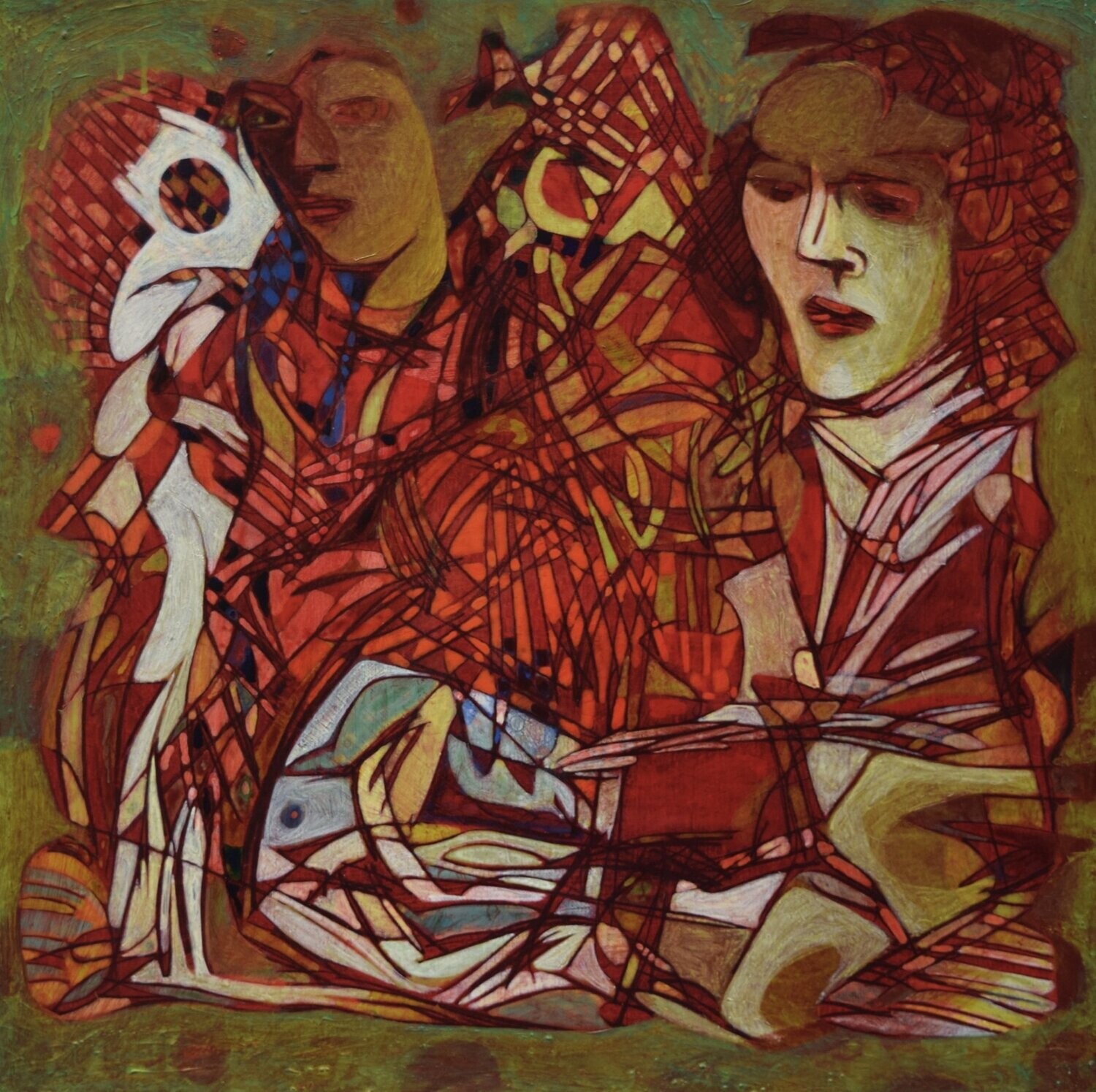 Human  -  Acryilc  Painting  // Size :  ca. 60 x 60 x 2 cm,