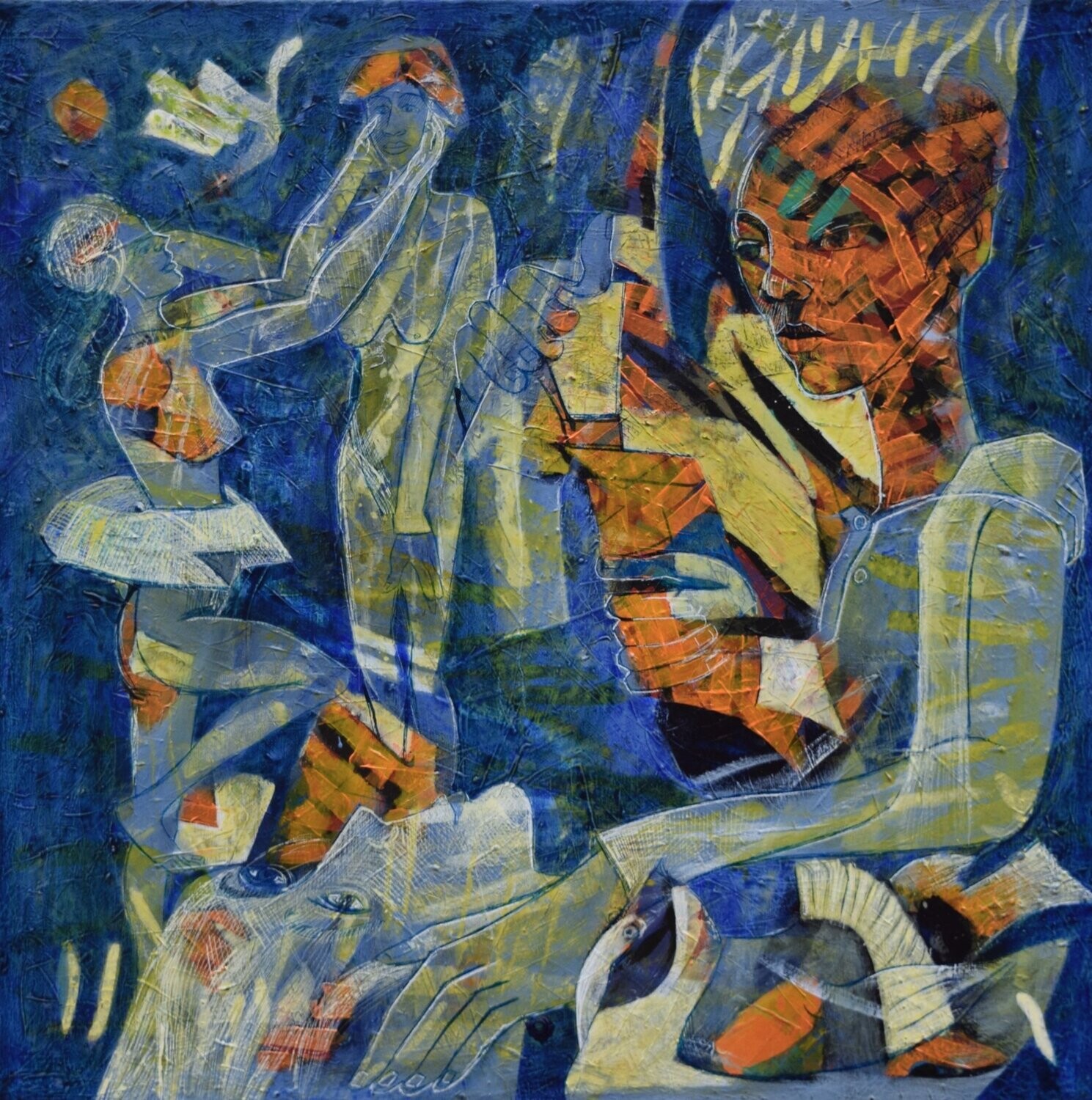 Human  -  Acryilc  Painting  // Size :  ca. 60 x 60 x 2 cm,