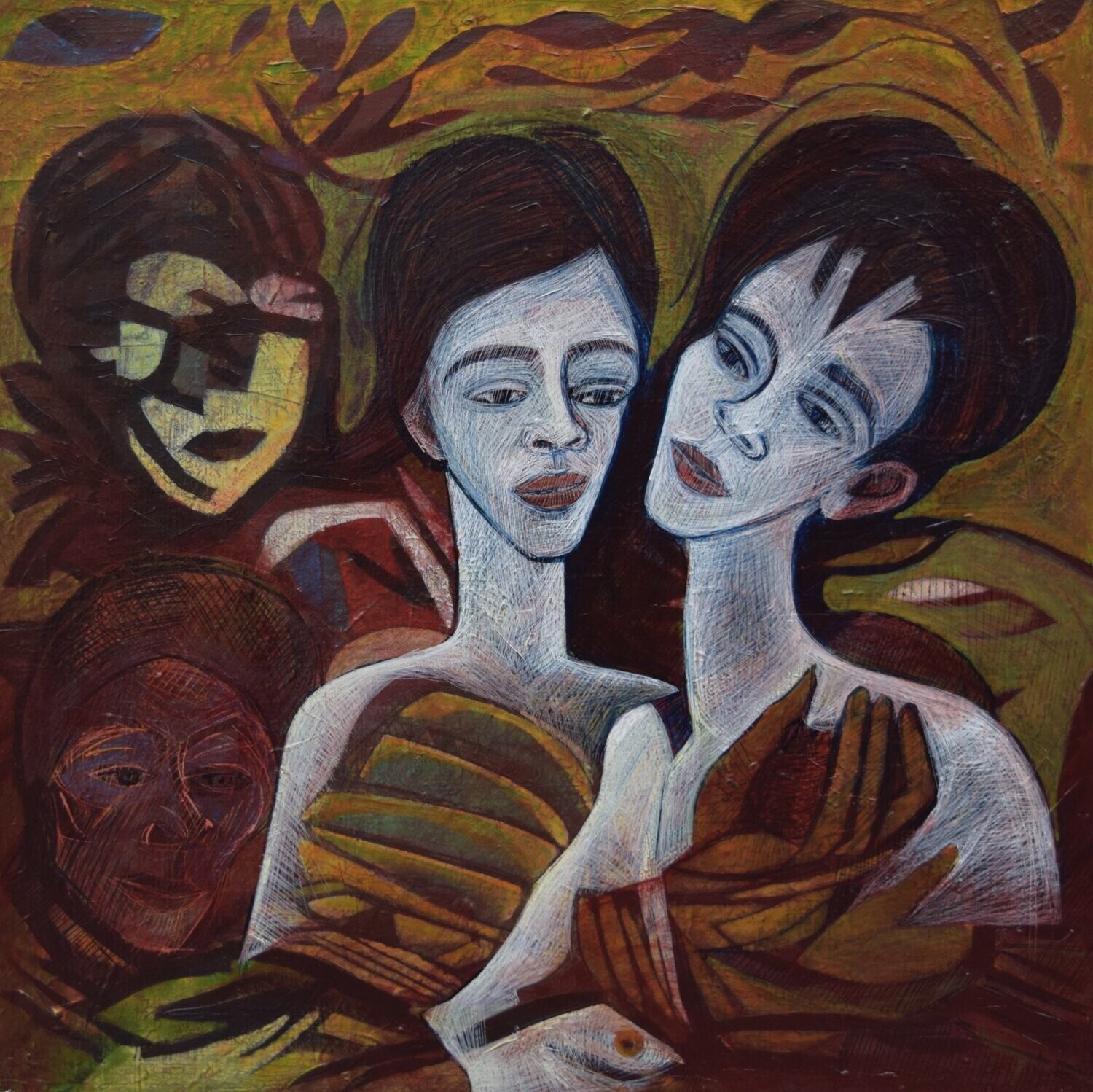 human  -  Acryilc  Painting  // Size :  ca. 60 x 60 x 2 cm,
