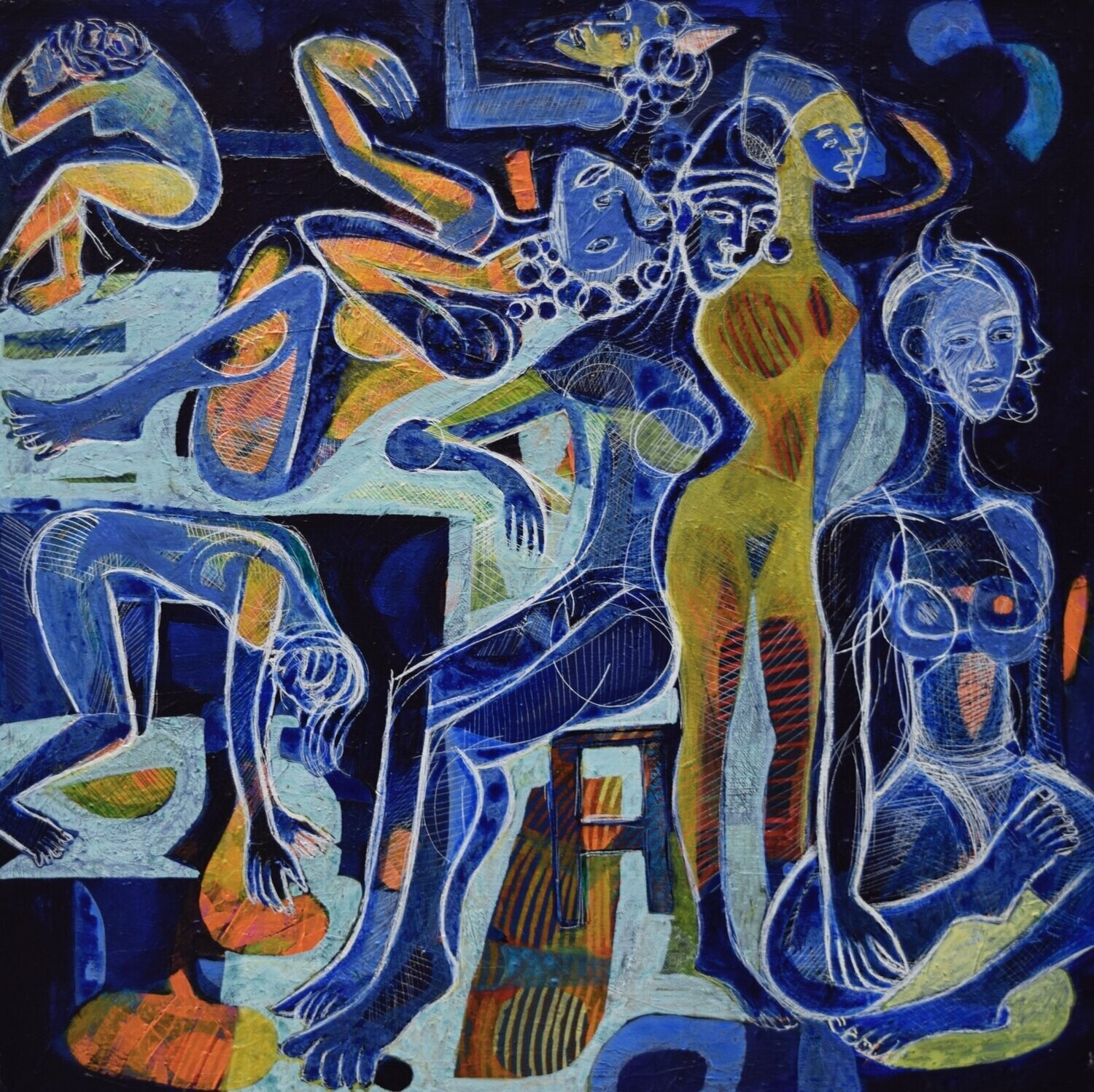 Human  -  Acryilc  Painting  // Size :  ca. 60 x 60 x 2 cm,
