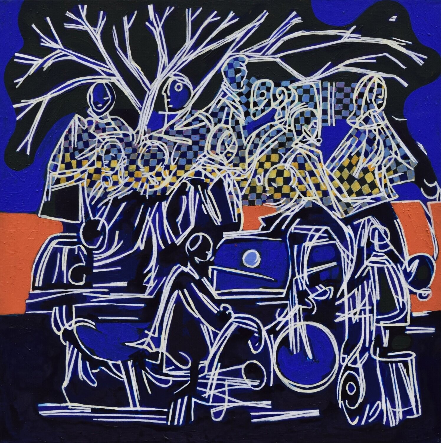 Human  -  Acryilc  on canvas  /  Figurative , Light as Form   // Size :  ca. 60 x 60 x 2 cm,