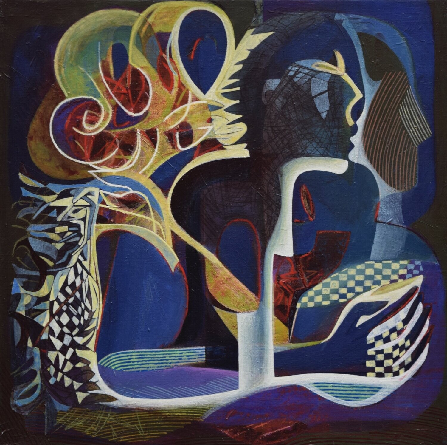 Human  -  Acryilc  on canvas  /  Figurative , Light as Form   // Size :  ca. 60 x 60 x 2 cm,