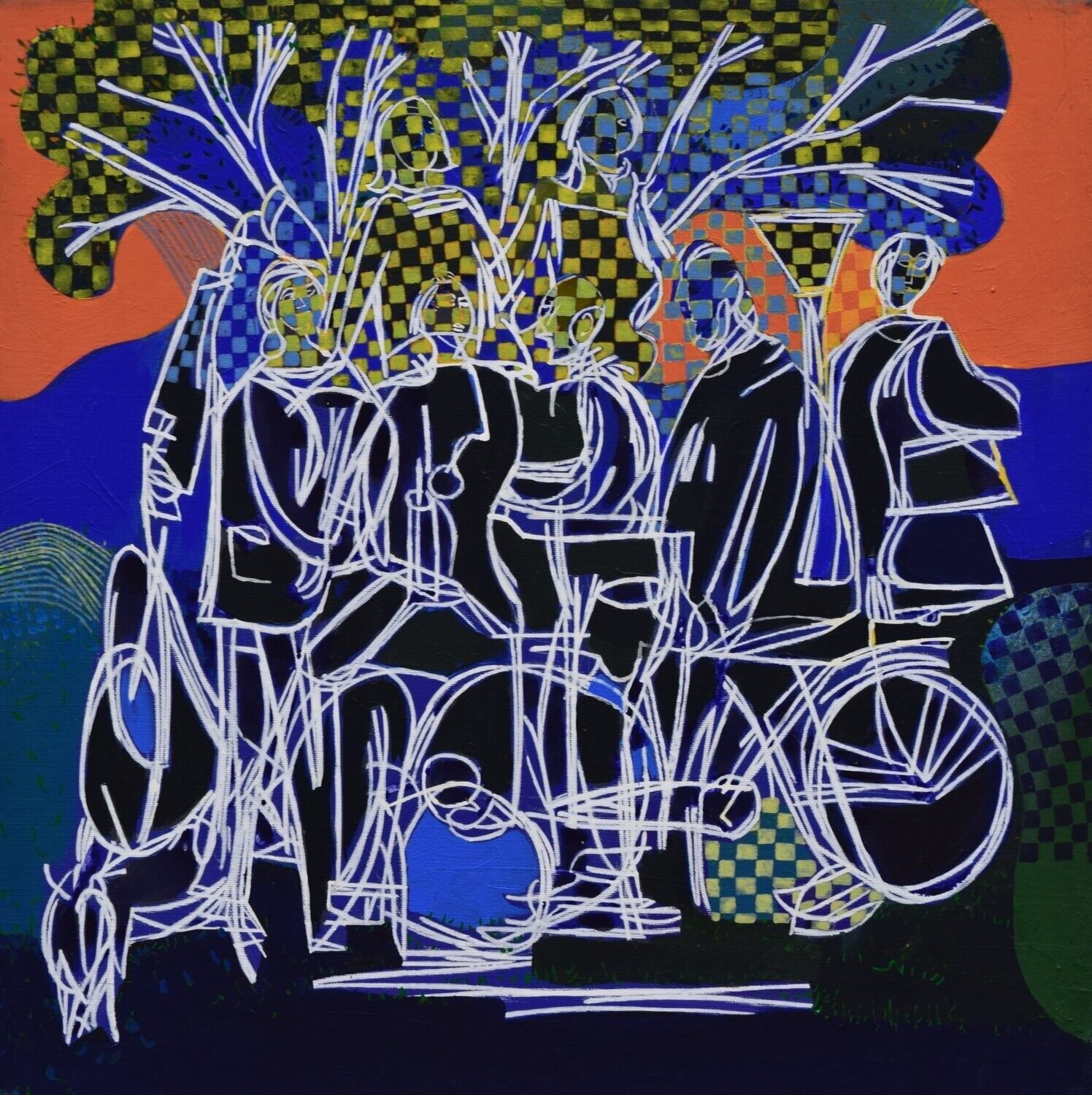 Human  -  Acryilc  Painting  // Size :  ca. 60 x 60 x 2 cm,