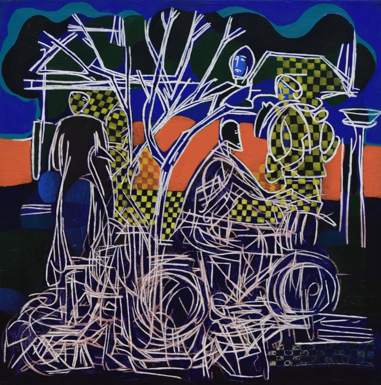 Human  -  Acryilc  on canvas  /  Figurative , Light as Form   // Size :  ca.. 60 x 60 x 2 cm,