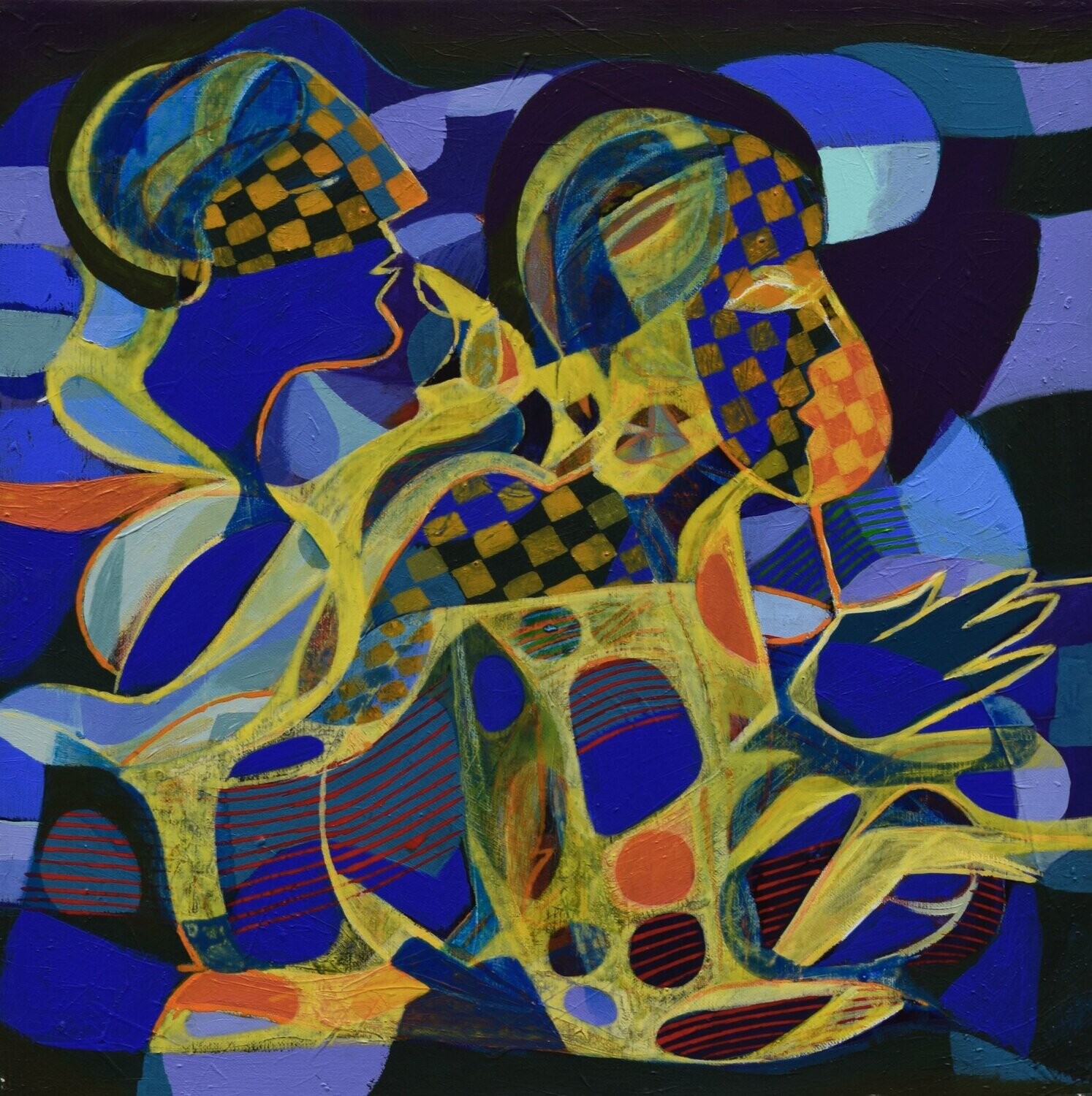 Human  -  Acryilc  Painting  // Size :  ca. 60 x 60 x 2 cm,