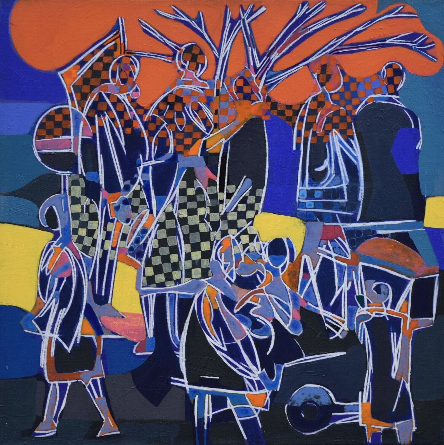 Human  -  Acryilc  on canvas  /  Figurative , Light as Form   // Size :  ca. 60 x 60 x 2 cm,