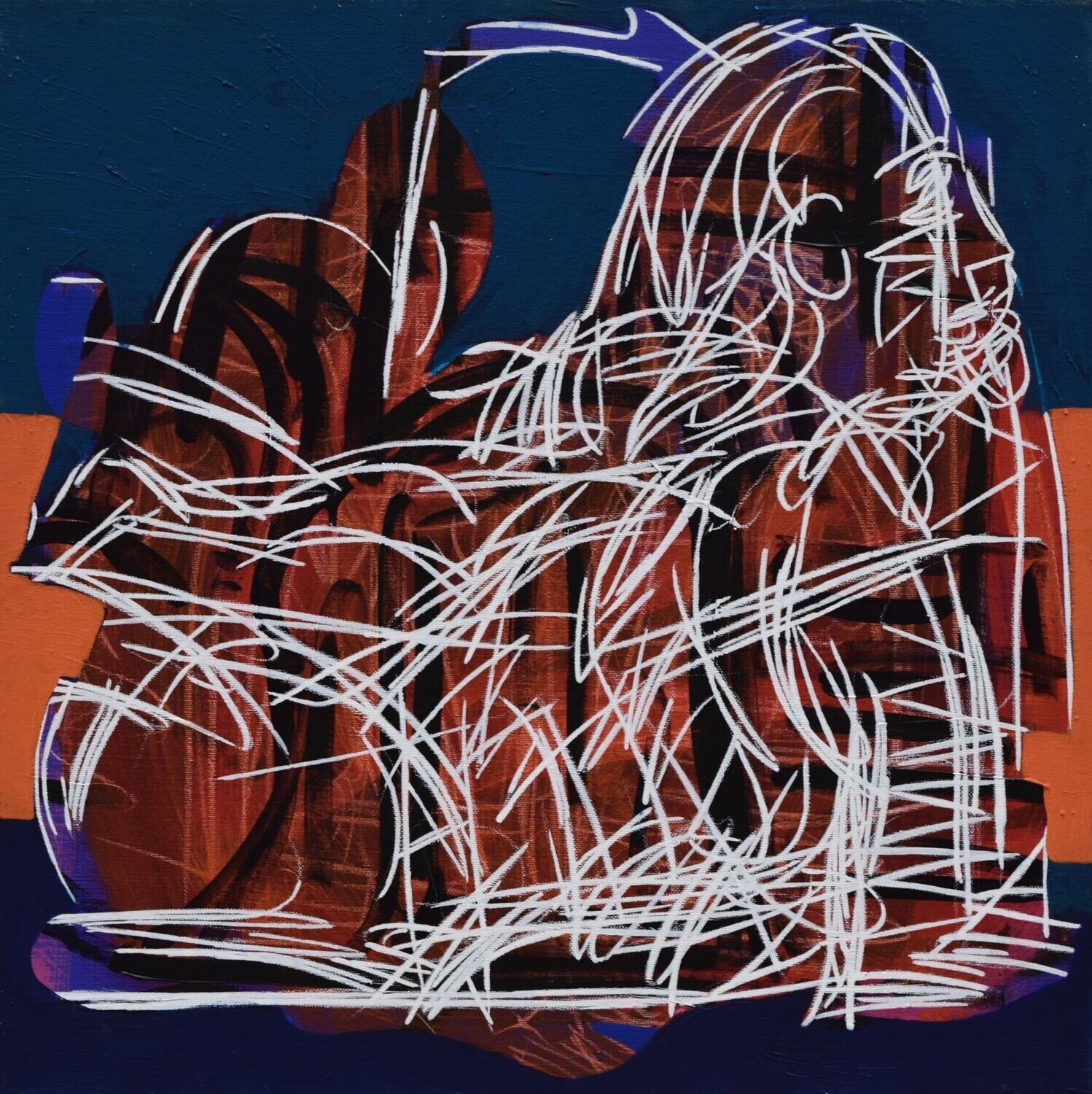 Human  -  Acryilc  on canvas  /  Figurative , Light as Form   // Size :  ca. 60 x 60 x 2 cm,